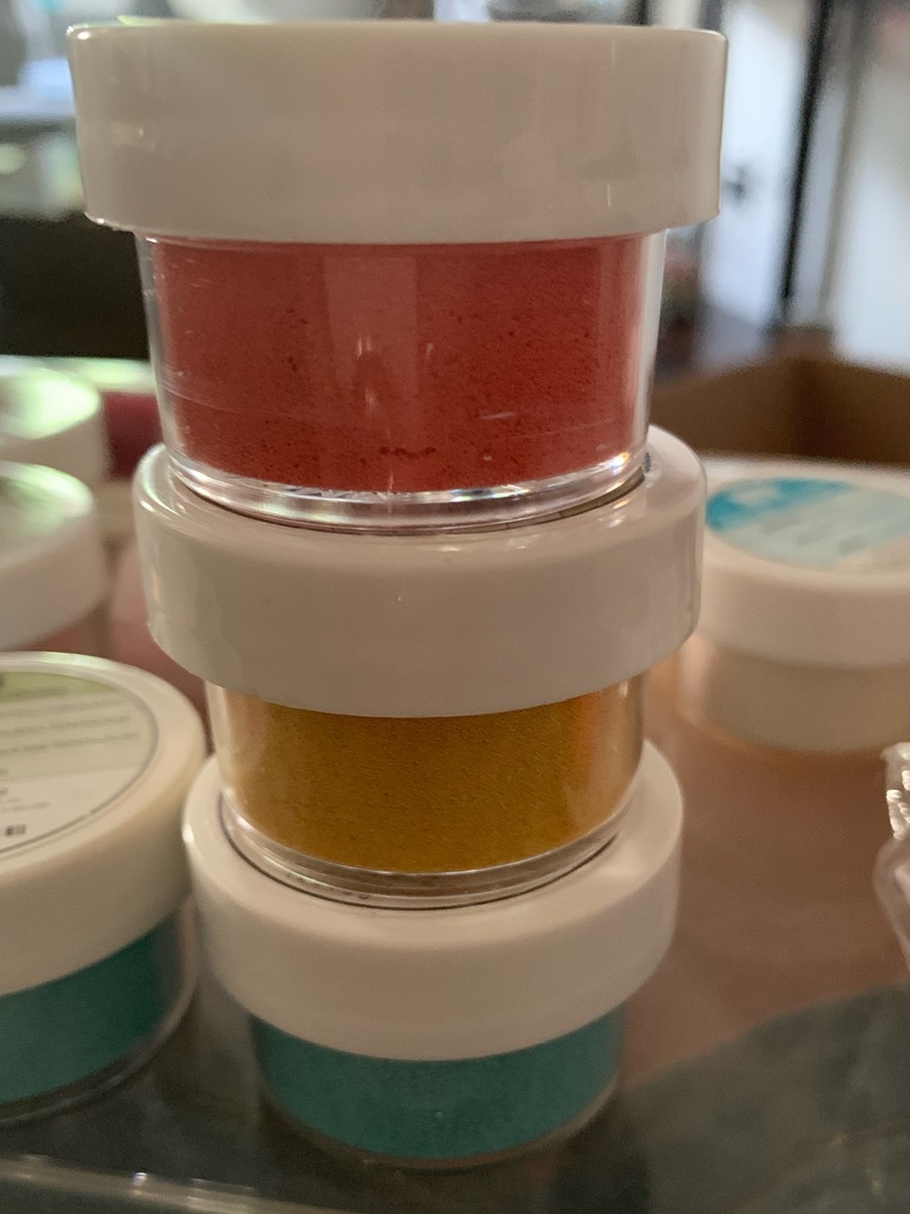 Stampin' Up! Calypso Coral, Crushed Curry & Tempting Turquoise Embossing Powders